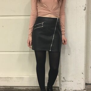 Express faux leather asymmetrical zipper skirt